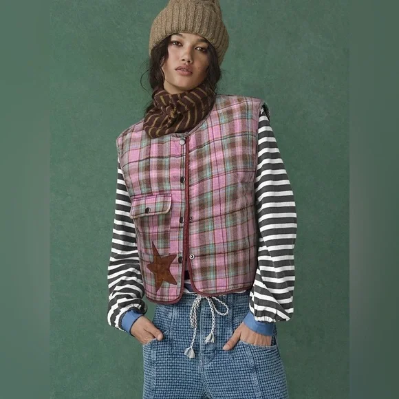 Free People We The Free Starry Plaid Vest - Picture 3 of 12